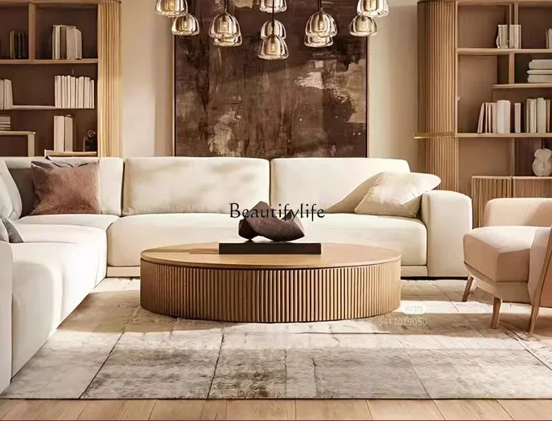 

ld14 American-style Solid Wood Round Coffee Table with High-end Minimalist Design by Designer