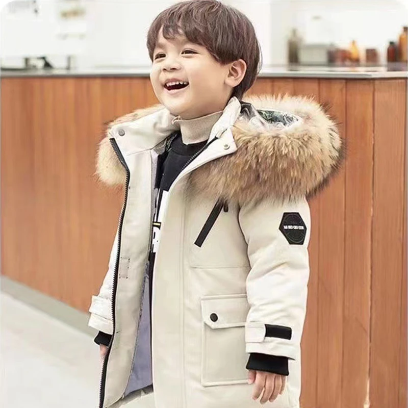 5 6 8 10 12 Years Winter Boys Jacket Thicken Keep Warm Fashion Fur Collar Kids Jacket Hooded Zipper Children Outerwear Clothing