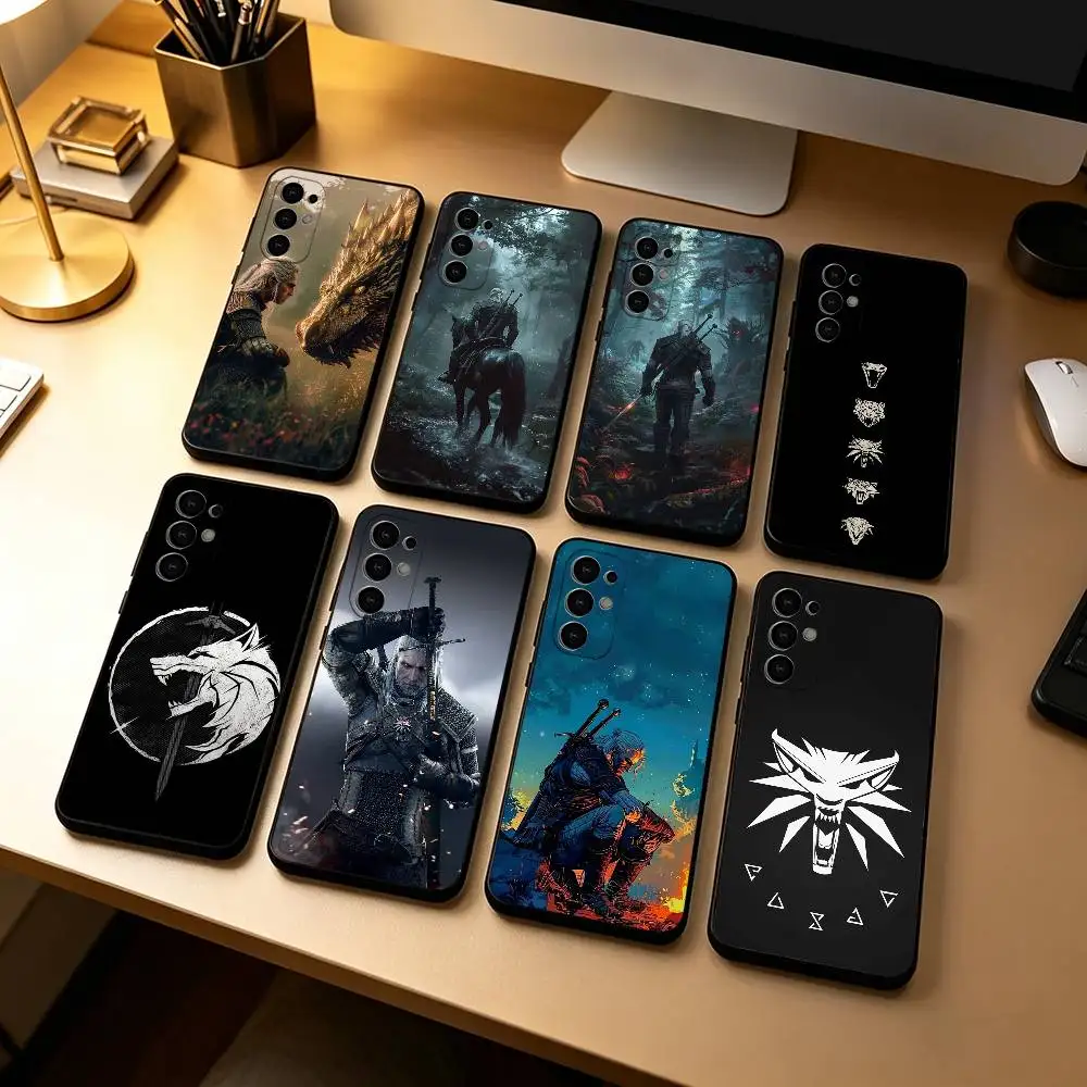 Funda de silicona suave negra para teléfono con diseño de Geralt de Rivia de The Witcher para Samsung S25, S24, S21, S22, S23, S30, Ultra, S20, Plus, Fe
