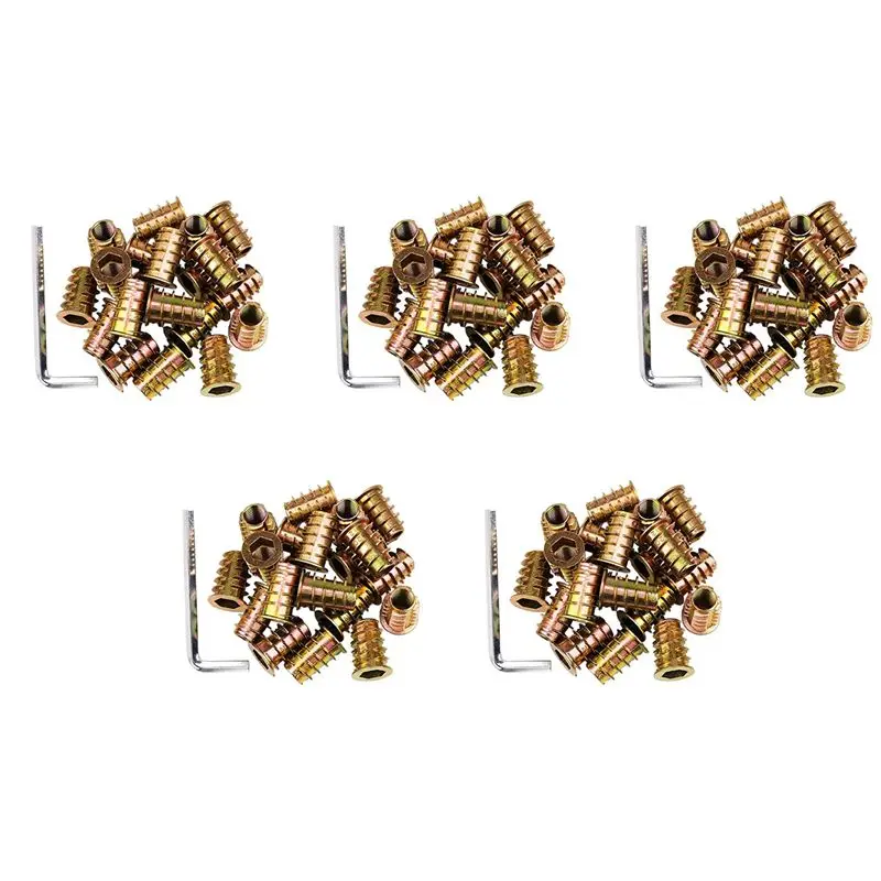 GTBL 500Pcs M6 X 15Mm Furniture Screw In Nut Threaded Wood Inserts Bolt Fastener Connector Hex Socket Drive