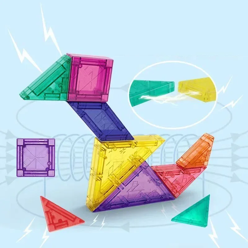 

Головоломка Монтессори Магнитная цветная 3D Tangram, игрушка для детей, обучение логическому мышлению, рисование, настольные игры, обучающие игрушки для детей