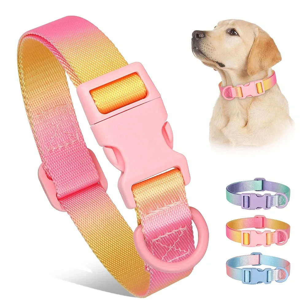 

Durable with Buckle Dog Collar Adjustable Gradient Pets Collars Nylon Pet Dog Necklace Small Medium Large Dogs