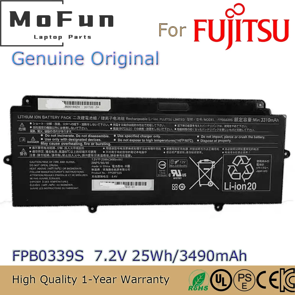 

Brand New Original FPCBP535 7.2V 25Wh Laptop Battery for Fujitsu Lifebook U937 U938 U939 E548 FPB0339S CP737633-01