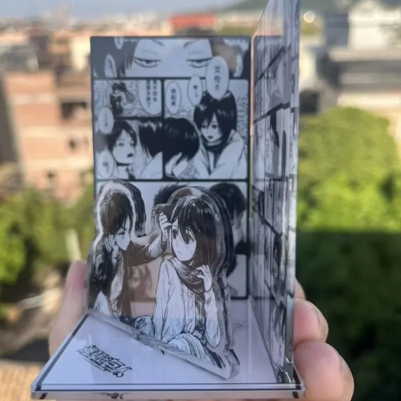 Attack on Titan Acrylic Scene Sign Board Mikasa·Ackerman Eren Jaeger Anime Peripheral Creativity Scene Modeling Desktop Ornamen
