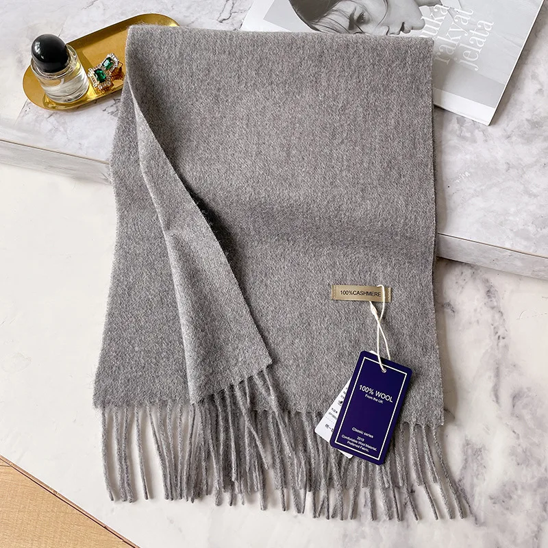 100% Cashmere Winter Design Pashmina Wool Scarf for Women Warm Thick Shawls and Wraps Female Bufanda Echarpe Tassel Muffler