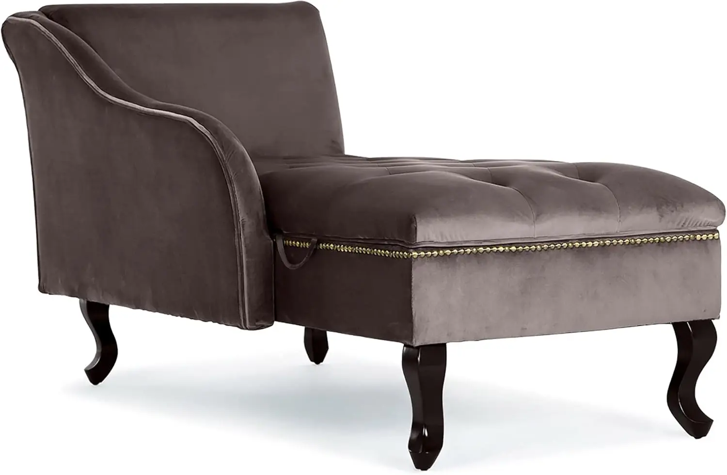 Modern Tufted Velvet Chaise Lounge with Storage, Elegant Victorian Vintage Style Upholstered Couch for Bedroom