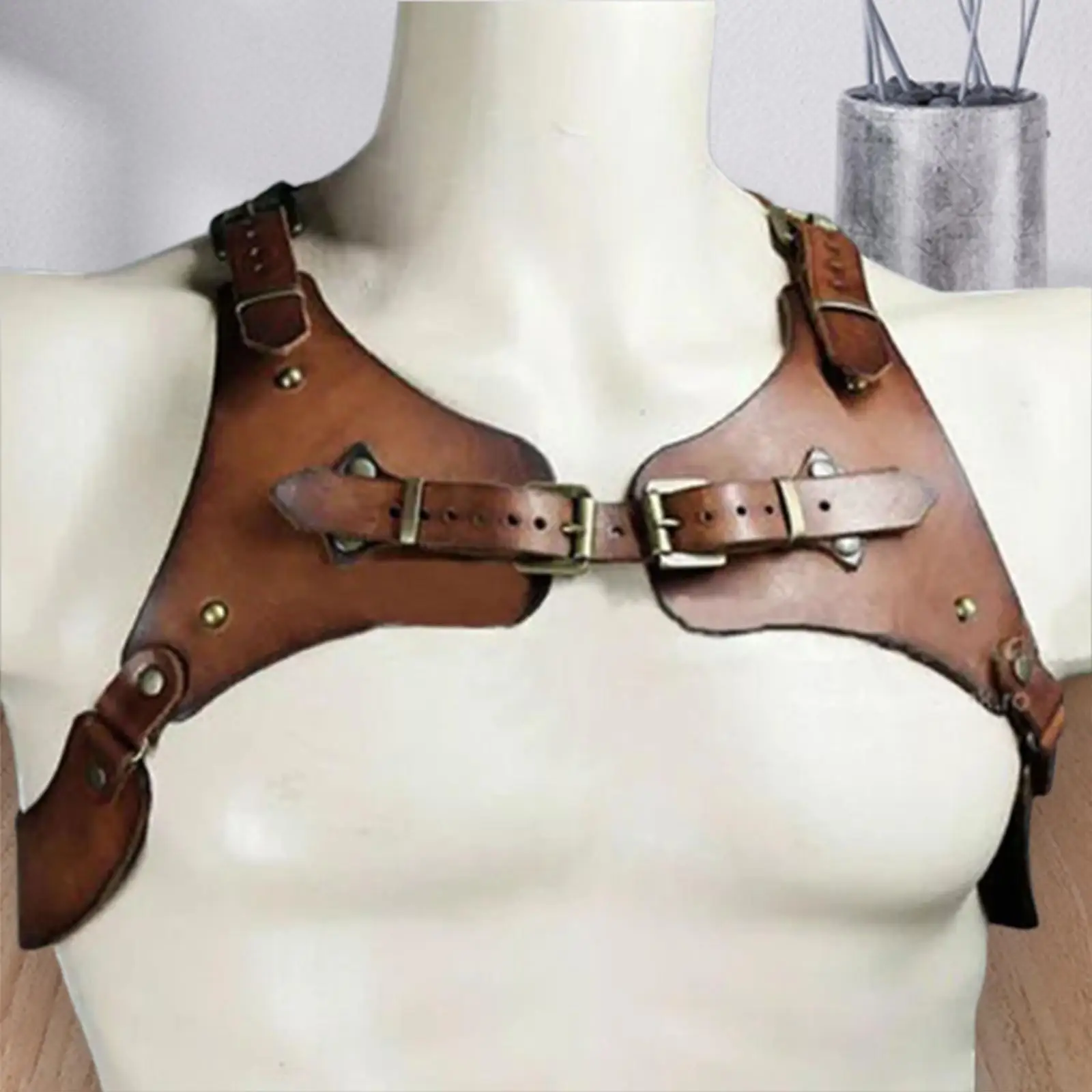 Harnais de poitrine Steampunk en cuir PU pour Faire Renaissance Halloween