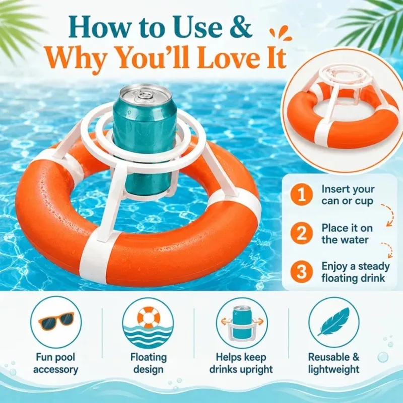 Floating Spinning Top Cup Holder 3D Printed Drink Organizer Pool Beverage Stand for Outdoor Pool Party