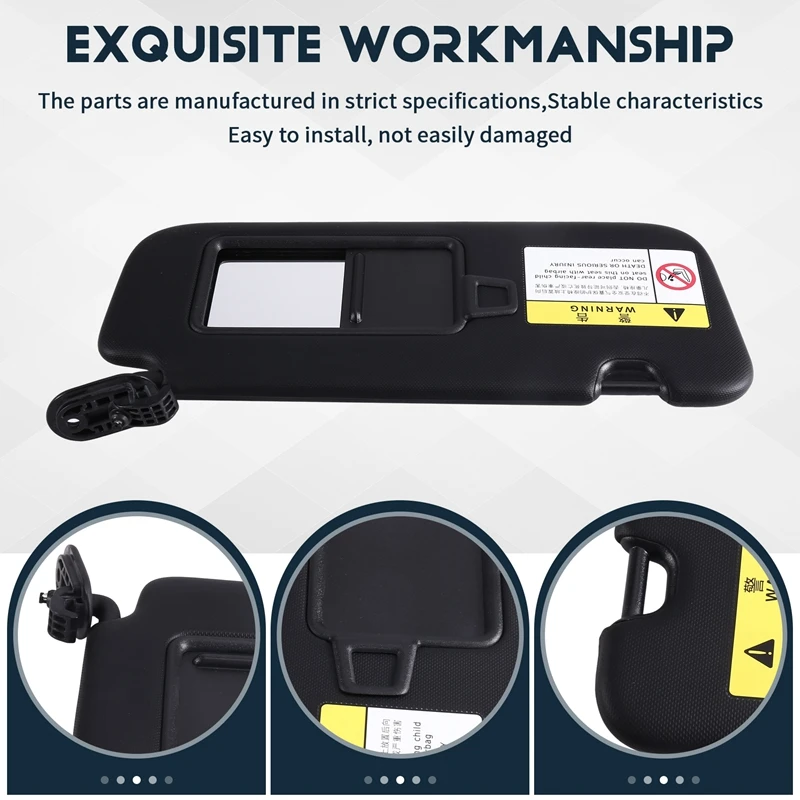 Super Sale Right Sun Visor Sunvisor Black 85220-Q8100WK 85220-Q8100 for Kia K3 / Forte / Cerato 2019-2023 R