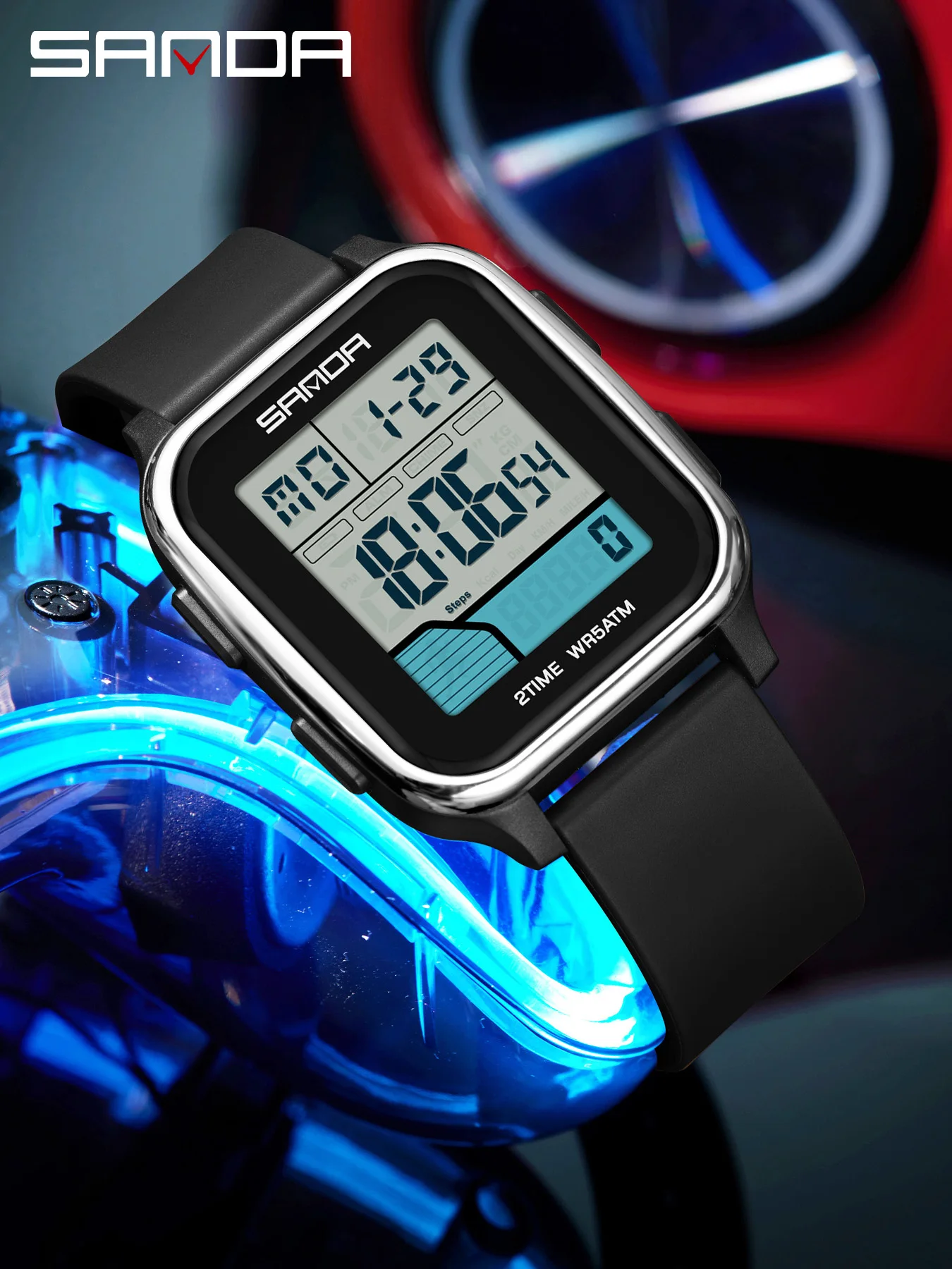 SANDA 2210 Sports Men's Electronic Watch Multifunction Calendar Luminous Countdown Waterproof Student Digital Watch reloj hombre