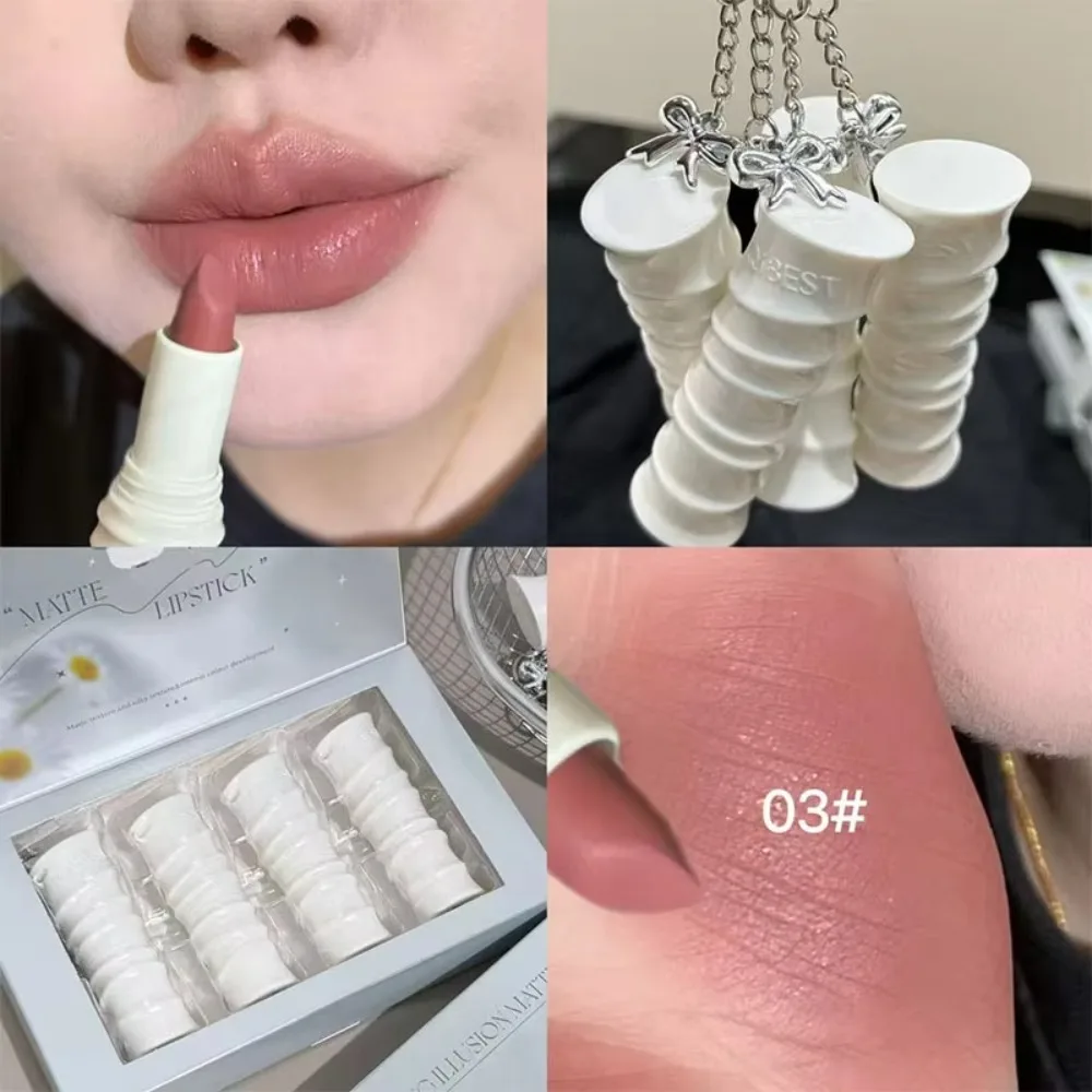 1PCS Exquisite Soft Mist Matte Lipstick Light Color Long Lasting Lip Stain Velvet 4 Colors Soft Mist Lipstick Beauty Cosmetics