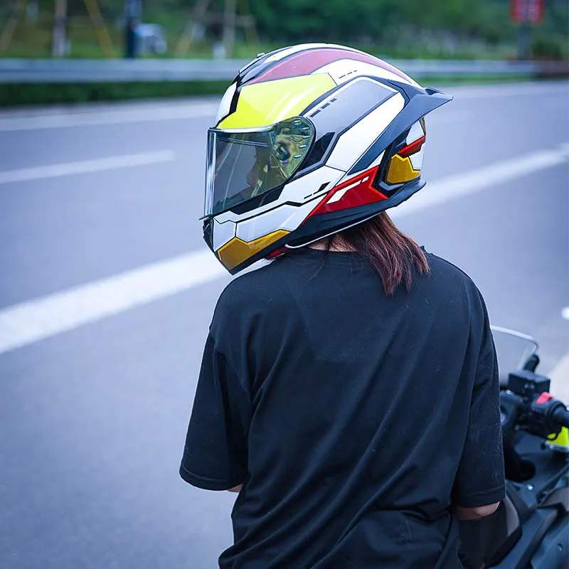 Orz-Casque de moto pour homme et femme, personnalité, quatre saisons, grande aile arrière, Bluetooth, DOT, été