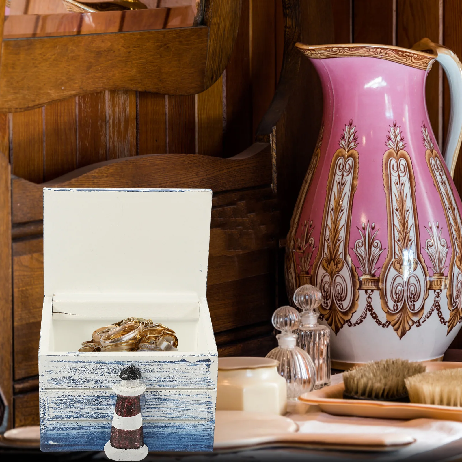 

Ciieeo Wooden Jewelry Box Storage Organizer Case for Earrings Trinkets Home Decor Desktop Table Accessory