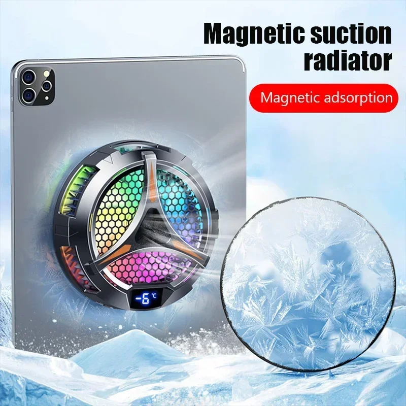 Tablet Cooler, Gamer Cooler, Cooling Fan for iPad/Galaxy Tab/Xiaomi Pad, High-Power Tablet Cooler, Temperature Display