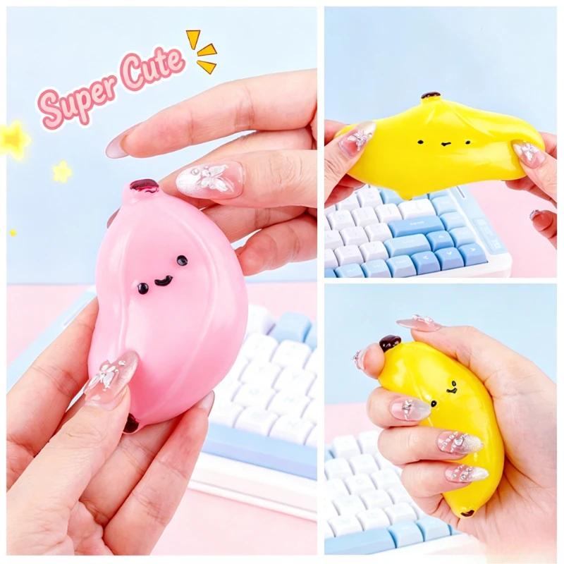 Niedliche Stressabbau-Fidget-Spielzeuge: Quetschbare Bananen-Squeeze-Spielzeuge – für Kinder und Erwachsene, weiche, künstliche Lebensmittel, Scherzgeschenk zum Geburtstag