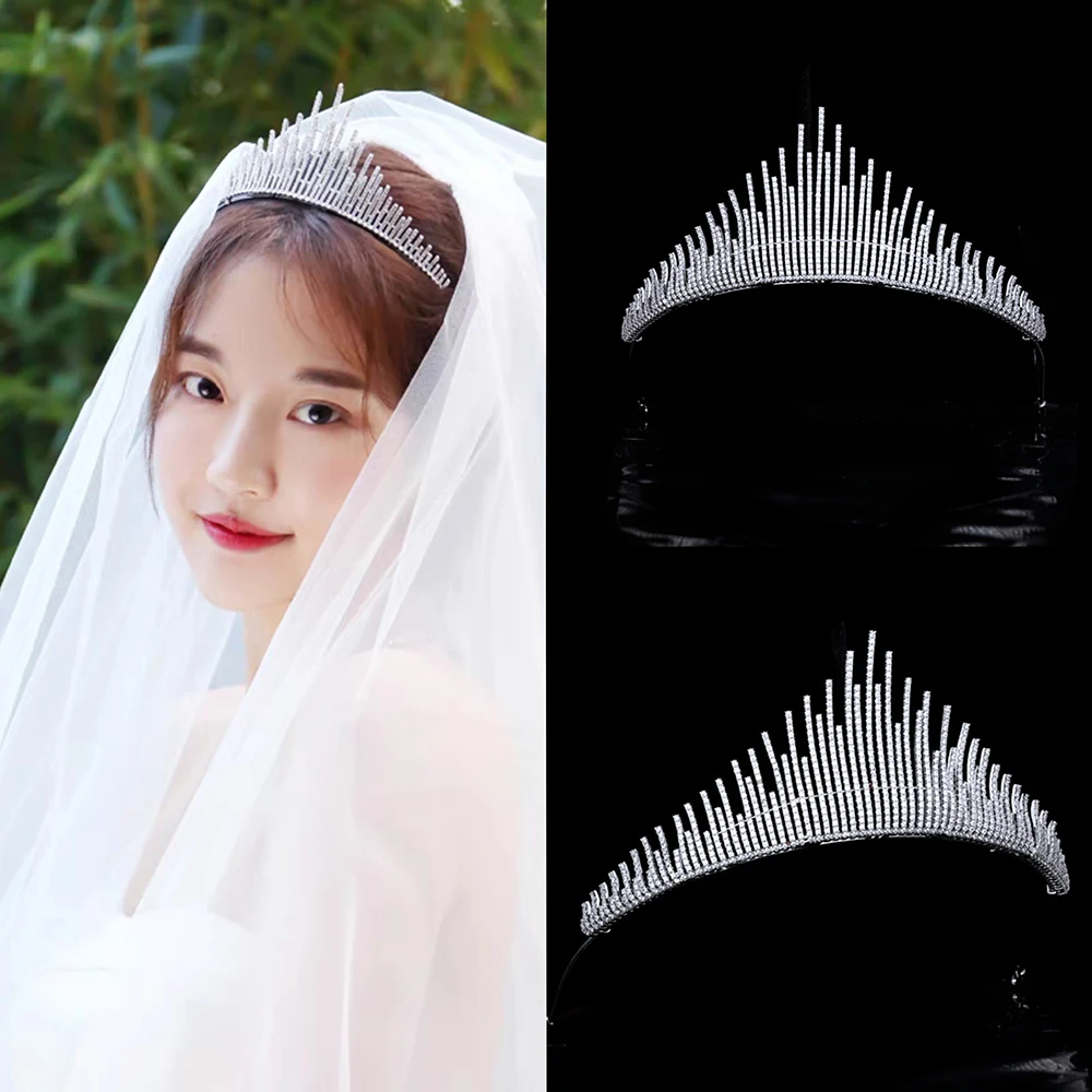 

Himstory блестящий кубический цирконий свадебная корона для волос тиара высокое качество свадебные аксессуары для волос повязка на голову ювелирные изделия