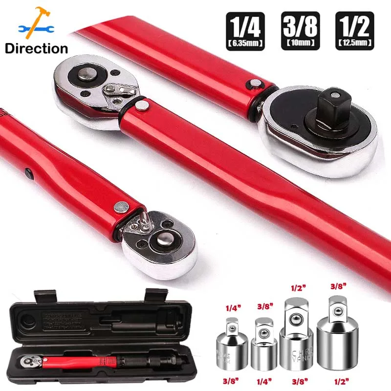 2-210N.m Torque Wrench 1/2 3/8 1/4 Precise Reversible Ratchet Torques Key Professional Bicycle Motorcycle Car Automotive Tool