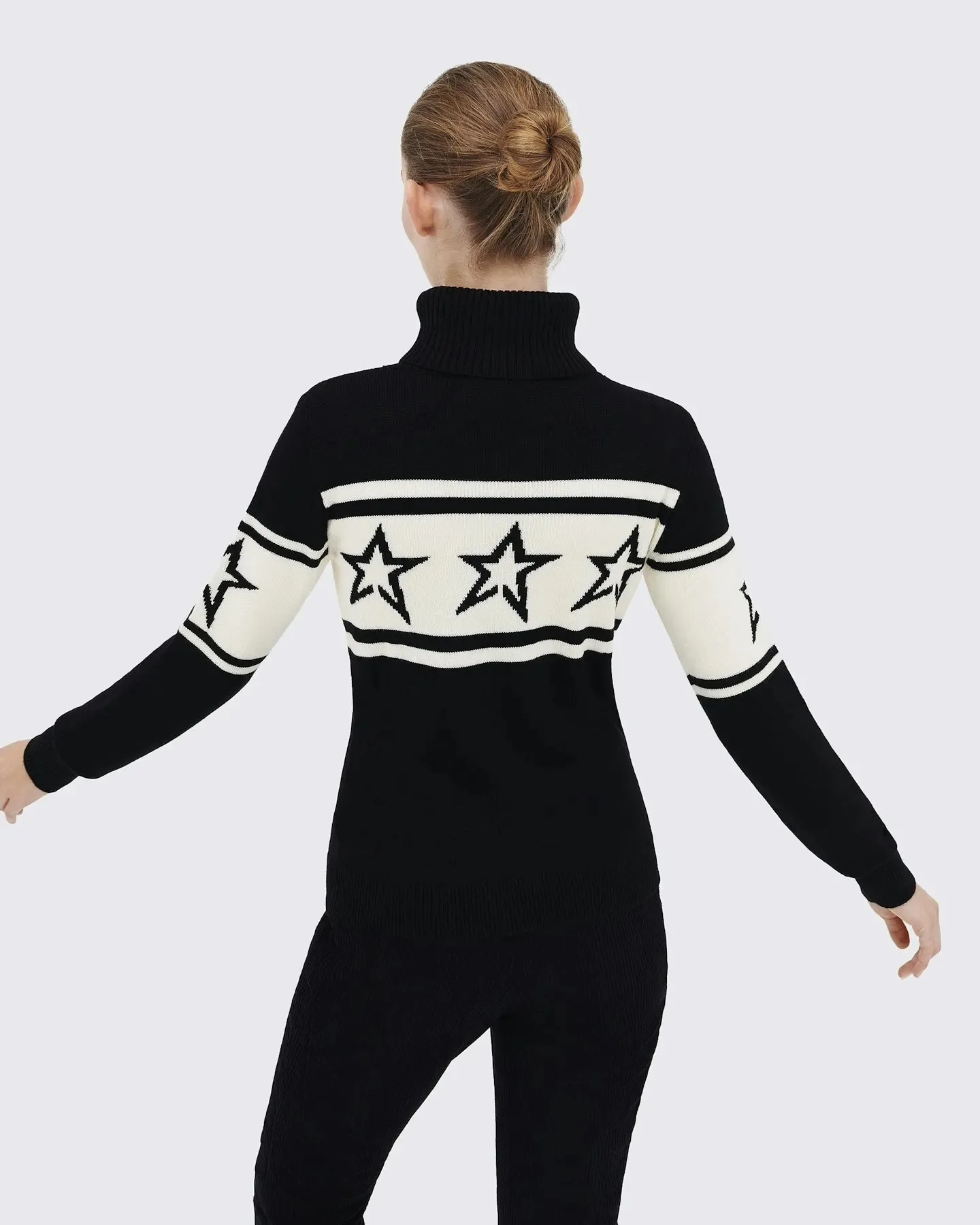 European and American women's high-end high neck sweater with star stitching pattern for warmth, knitted sweater