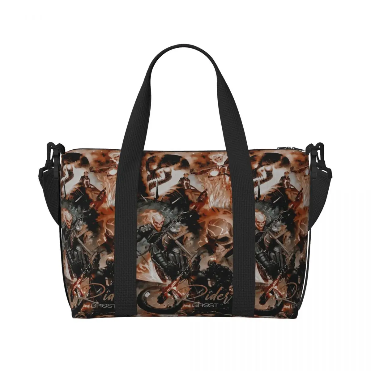 

Custom Ghost Rider Wallpaper Tote Bag Women Large Capacity Gym Beach Shoulder Travel Bag