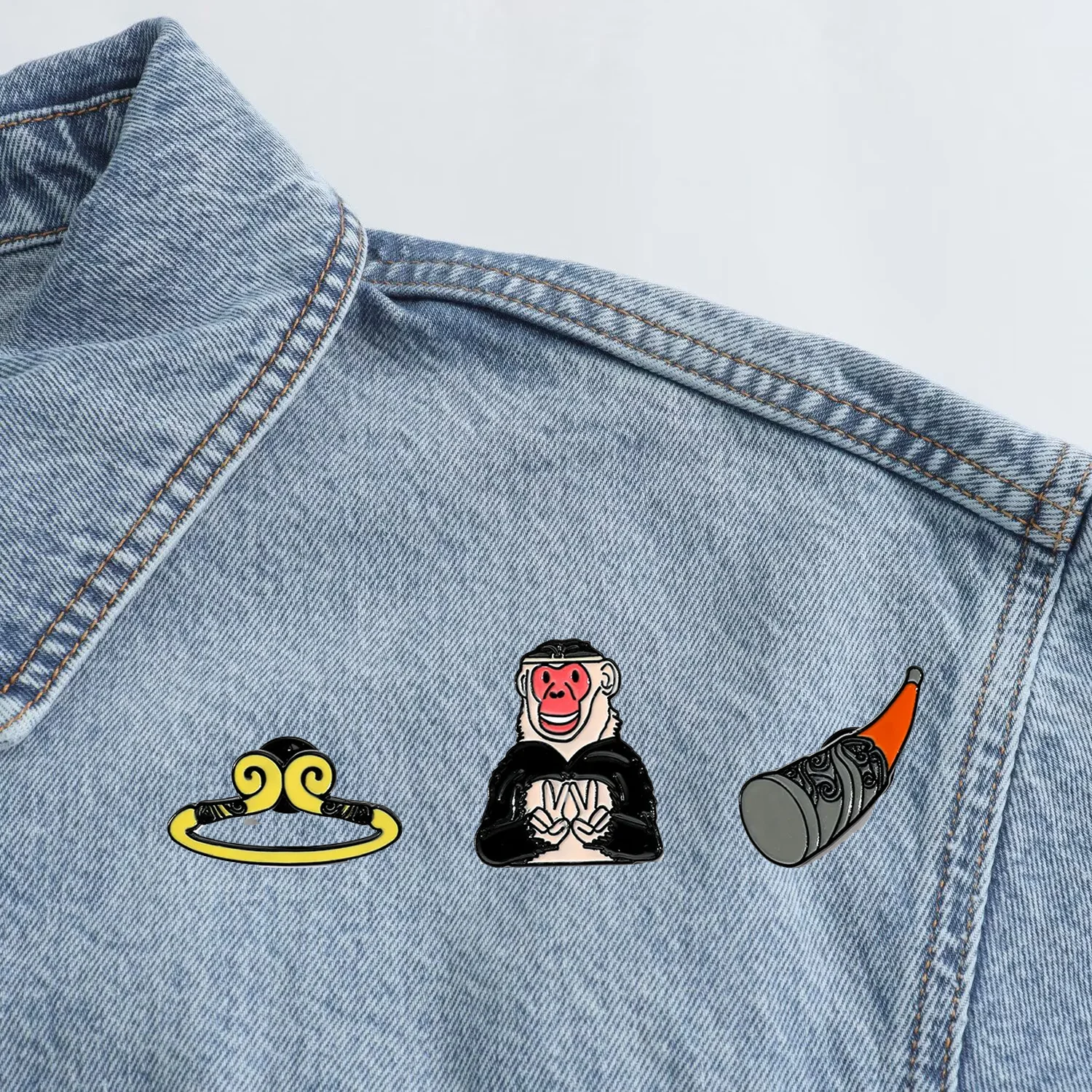 

1 Set Cartoon Creative Black Myth Wukong Metal Badge Journey To The West Wukong Tightening Curse Diamond Rod Alloy Brooch