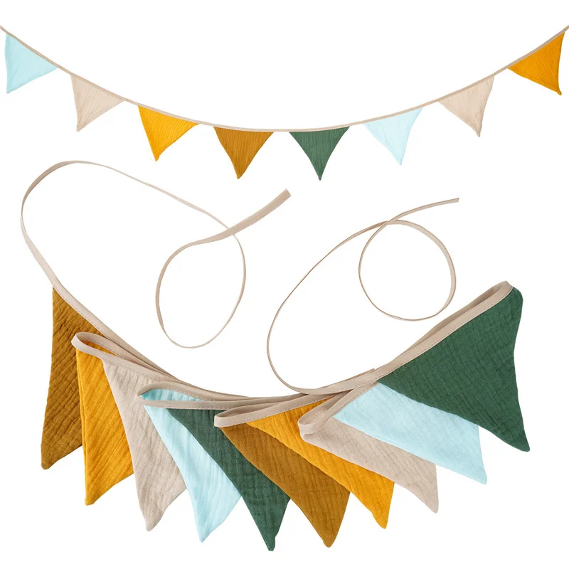 2.6m colorido bunting recém-nascido fotografia adereços pendurado banner 10 triângulo flâmula bandeiras para festa de aniversário decoração de casamento