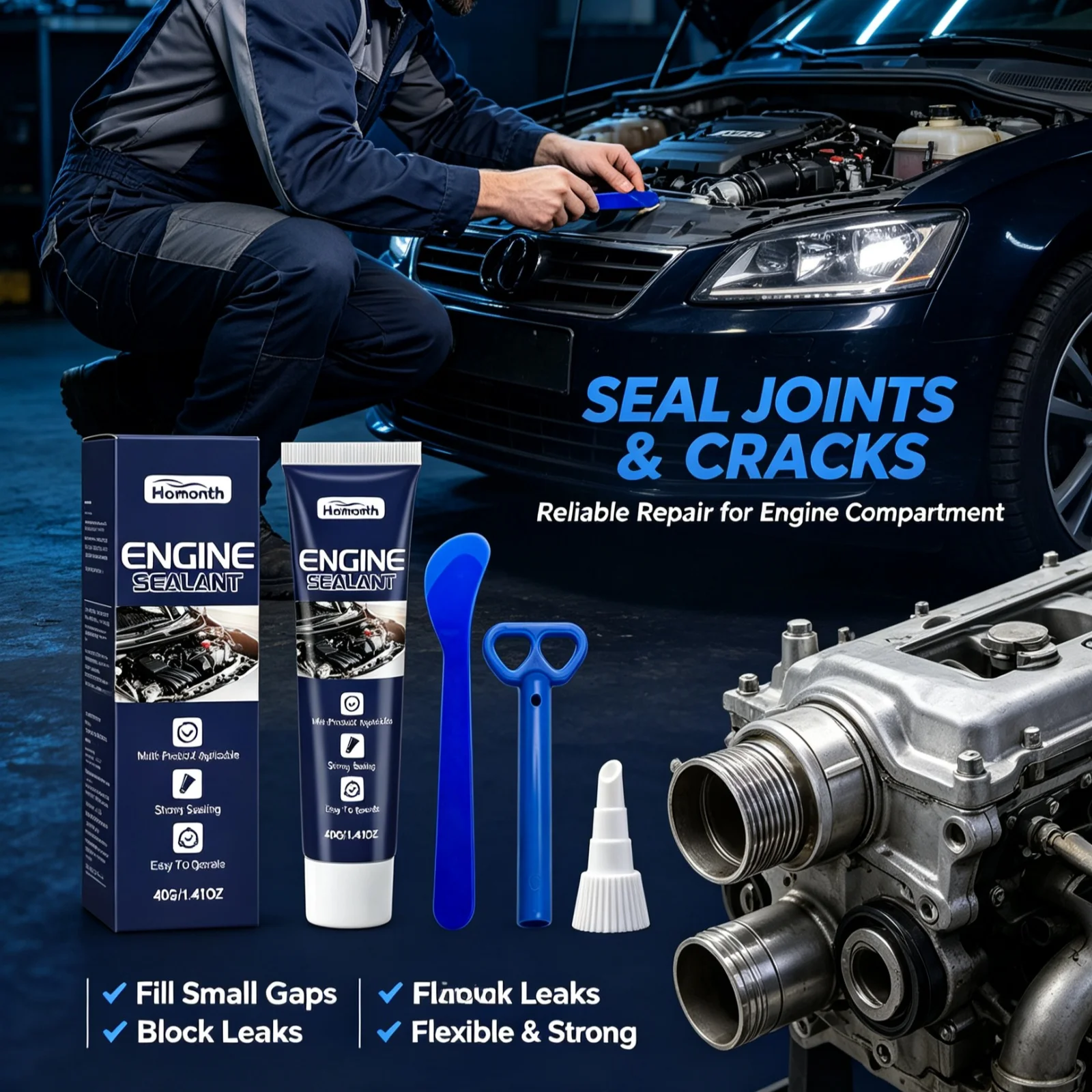 Car Engine Sealant High‑temperature Resistant Leak‑proof Sealing Gap Filling Rubber Wear-Resistant Multi‑purpose Car Seal Glue