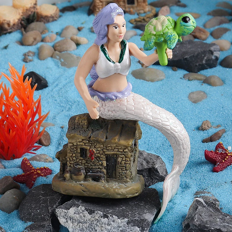Oenux Beauty Fish Princess Mermaid Action Figures Model Elves Elf Pegasus Animal Figurines Doll Kid Toy Girl Gift Cake Toppers