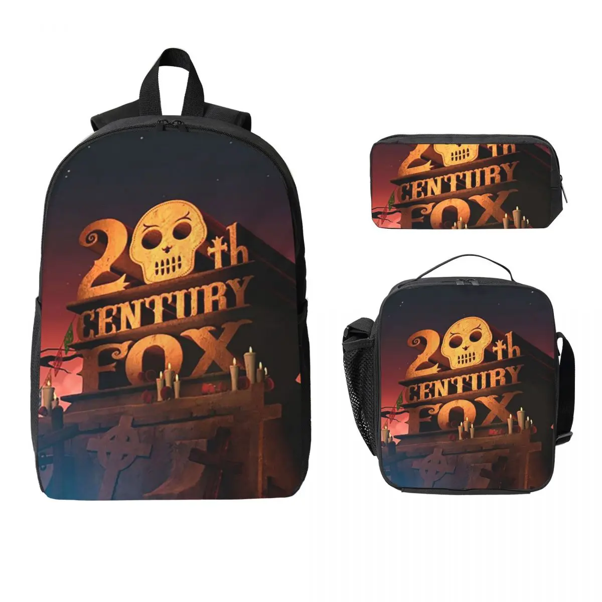 

20th Century Fox Backpack Student Boys Girls BookBag School Bag Computer Shoulder Bags 3ps Insulated Lunch Bag Pencil Case