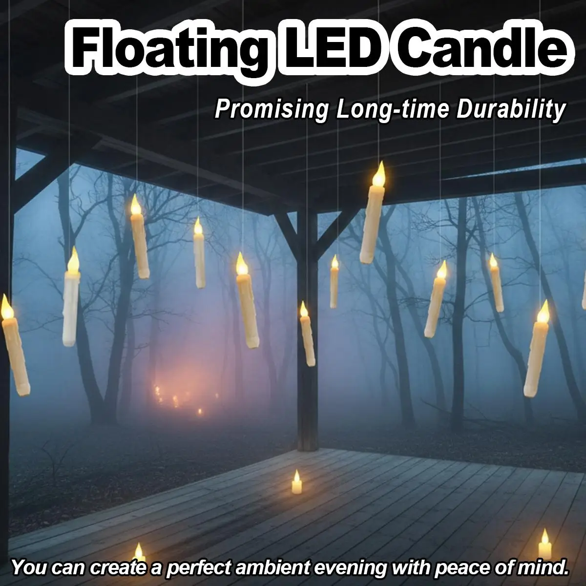 12/20PCS Floating Candles with Wand Remote Magic LED Hanging Candles Battery Operated Warm Yellow Fake Bulb Wedding Atmosphere