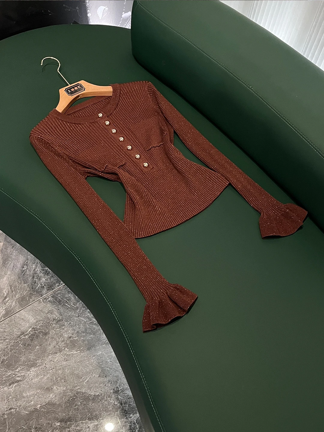 

Elegant Knitted Top Women's Slim Fit Long Sleeve Waist-Cinching Fashionable Summer New Style Luxury Feel Online Exclusive DX439