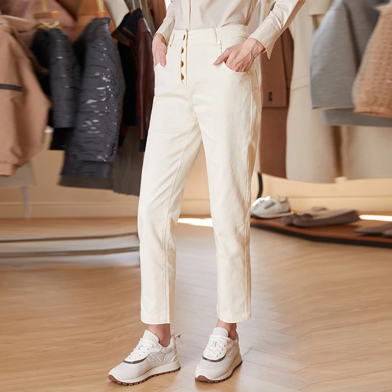K1690L Jeans Luxury brand Clothing for Women ladies 98% Cotton long pants Loose Autumn Winter Trousers