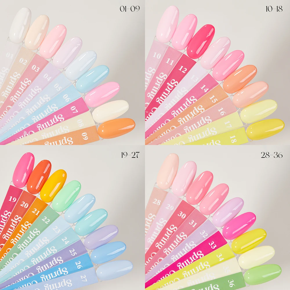 Vendeeni 36 Colors/set Pink Spring Pure Color Crystal Gel Nail Polish UV LED Manicure Nail Varnish With Color Card TPO/HEMA FREE