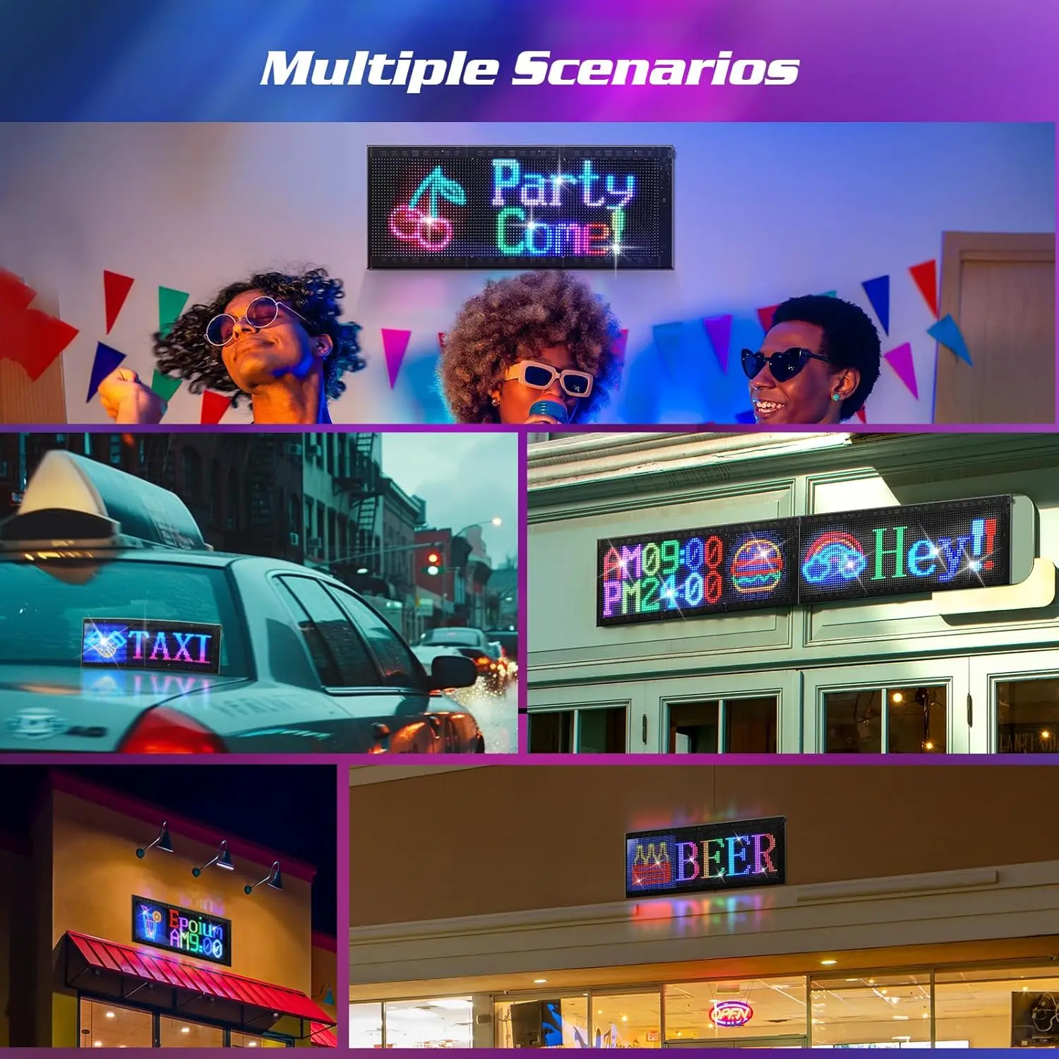 Programmable LED Matrix Panel Light USB Flexible Screen Display Animation Scrolling Sign DIY APP Control For Shop Bar Party