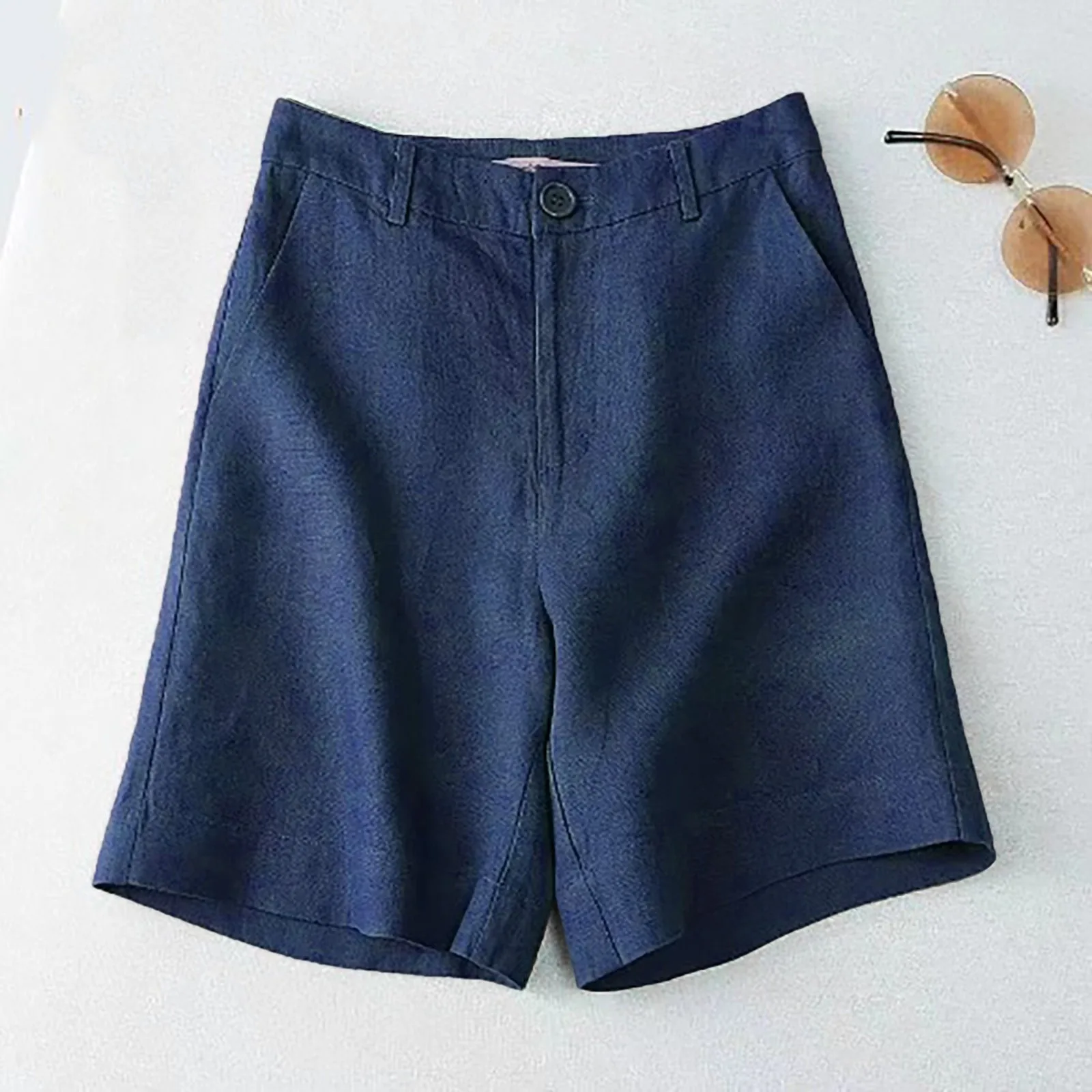 Elastic Breathable Loose Half Length Pants Womens Shorts With Pocket Shorts Sports Fashion Cotton Linen Korean Style Girls Botto