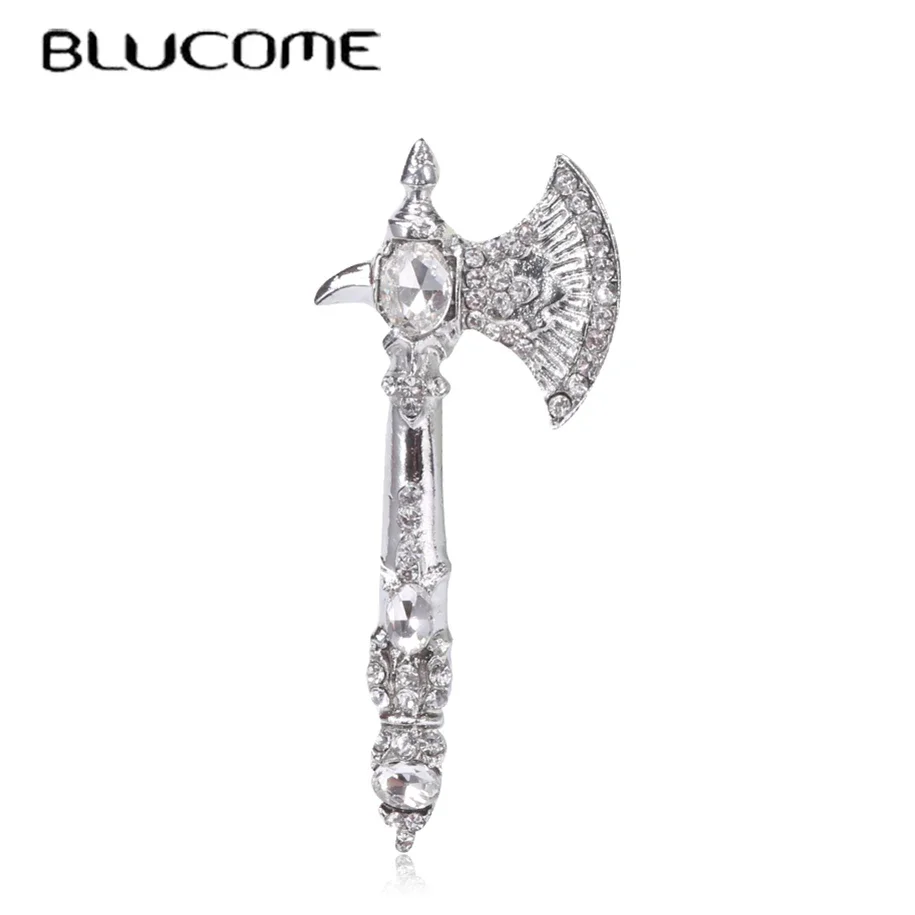 Blucome Creative Ax Shape Brooch Enamel Silver Color Jewelry Women Girl Apparel Scarf Hat Bag Pin Accessories