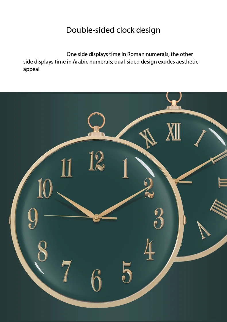 Home Modern simple clock double-sided wall clock creative atmosphere home living room hotel decoration clock Nordic wall-mounted