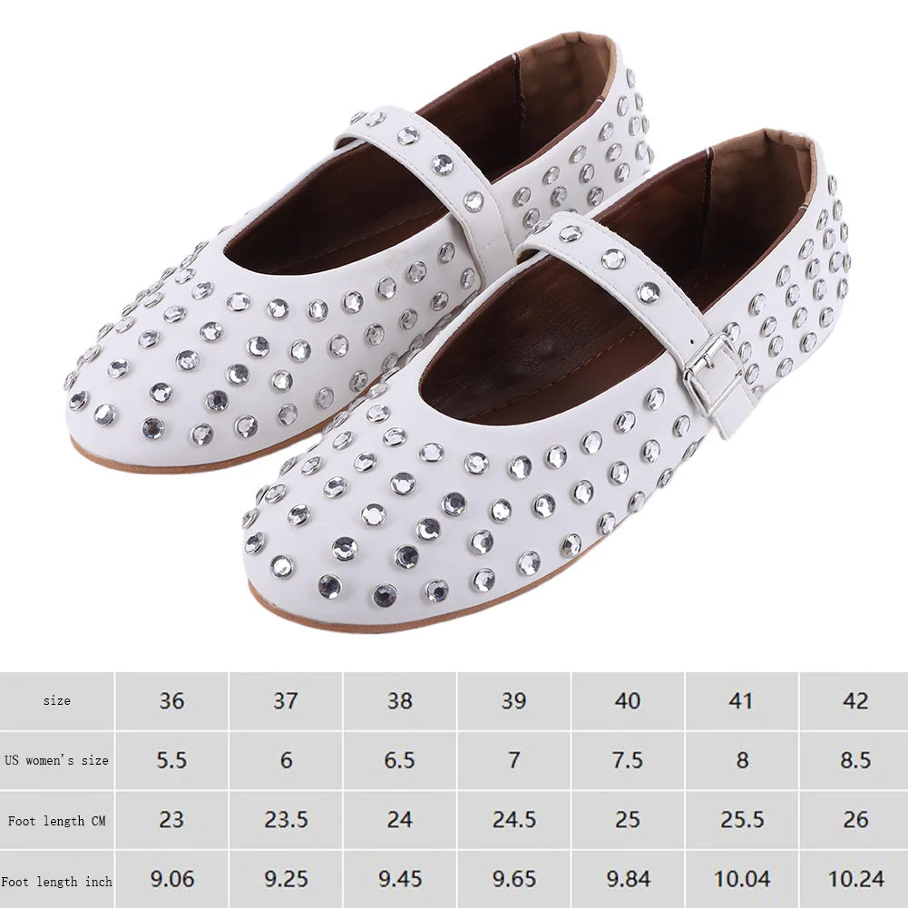 Women Fashion Glitter Shoes with Buckle Strap Rhinestone Ballet Flats Crystal Ballerina Shoes Comfortable Female Casual Shoes