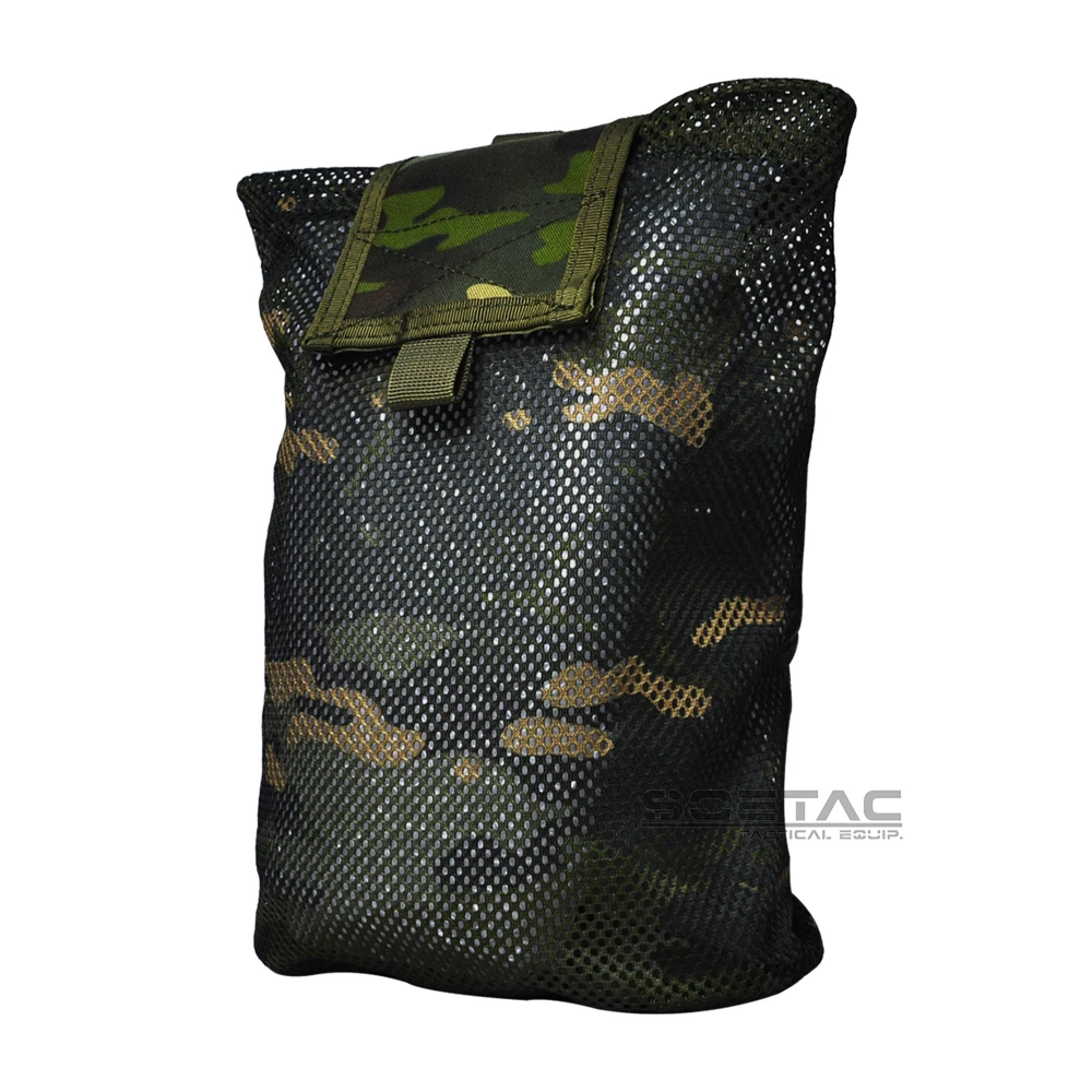 SOETAC Tactical Molle Mesh Foldable Dump Pouch Camo Hunting Gear Holder Outdoor Portable Drawstring Magazine Recycling Pack