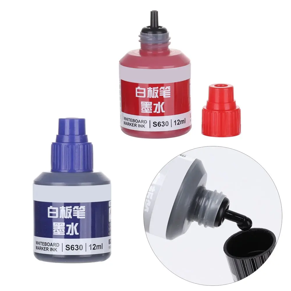 12ml Quick-Drying Non-toxic Mark Pen Office Erasable Whiteboard Pen Ink Refills Tool Refill Ink Color Refills