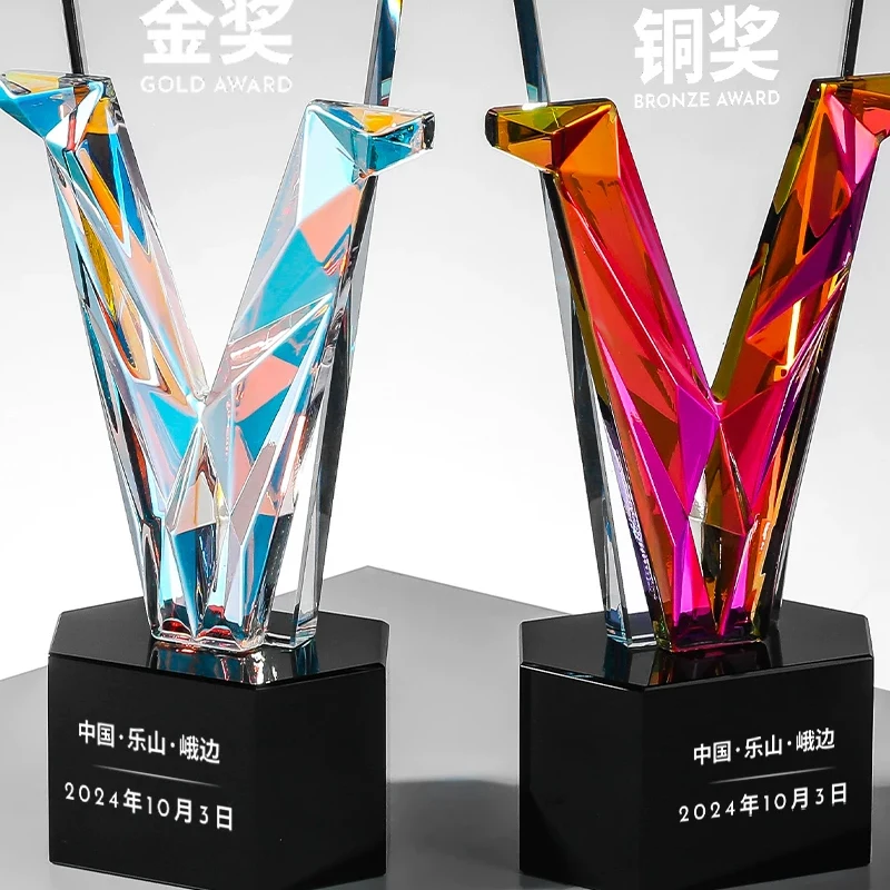 Trophée en cristal créatif personnalisé, récompenses d'entreprise, souvenir d'équipe pour réunion annuelle d'entreprise, décorations, 1 pièce
