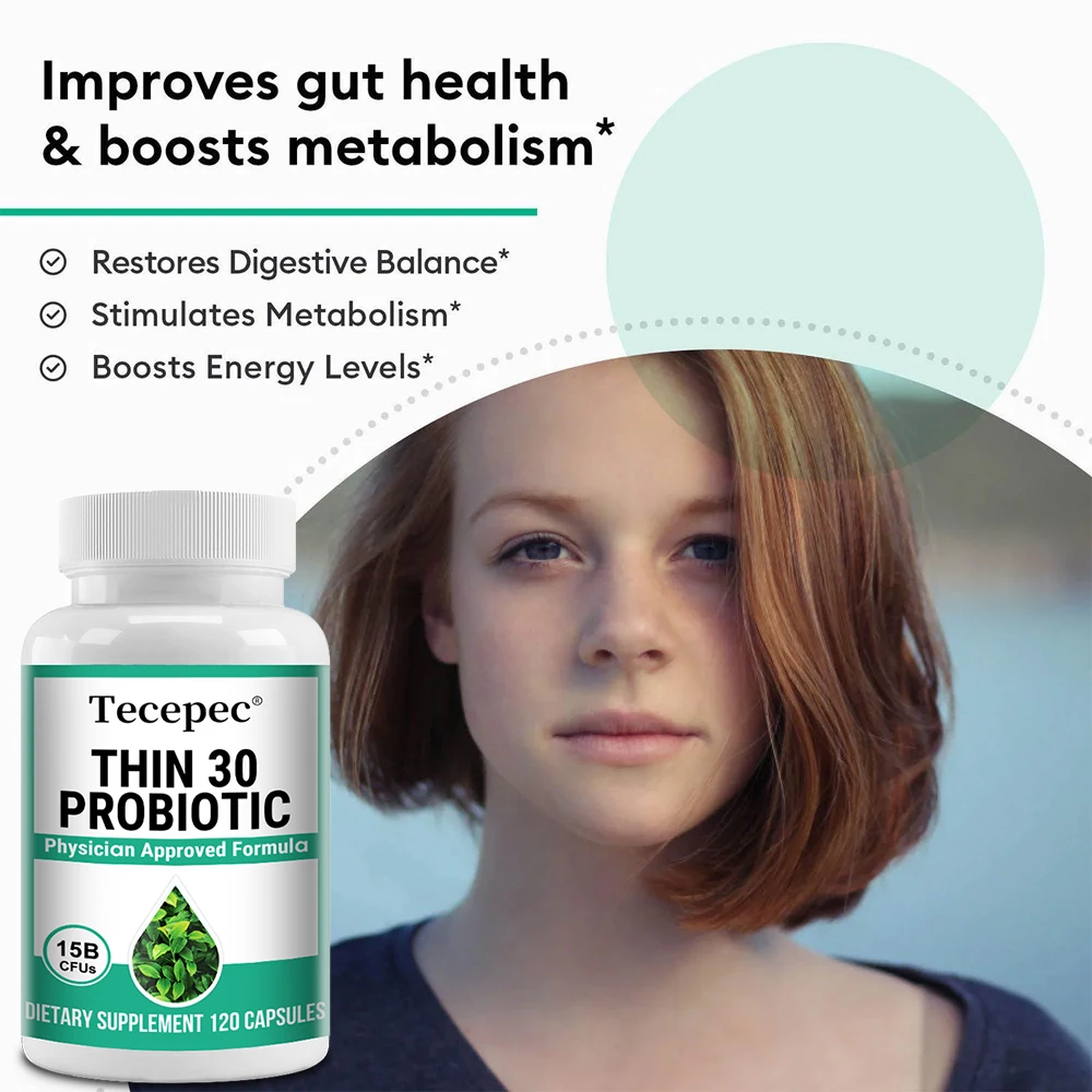 แคปซูลโปรไบโอติก - บรรเทาอาการท้องอืด ควบคุมน้ำหนัก รองรับการย่อยอาหารและสุขภาพลำไส้ ส่งเสริมระบบภูมิคุ้มกัน - 120 แคปซูล