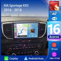 Android 16 Carplay 2K Screen Car Radio Multimedia Player For KIA Sportage KX5 2016 2017 2018 Autoradio Stereo 2din Head Unit