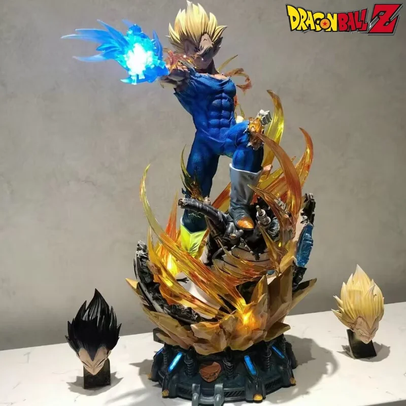 

Dragon Ball Gk Anime Figure BejiTa Yonsei Vegeta Iv Super Saiyan Three Headed Carving Luminous Large Statue Model Toy