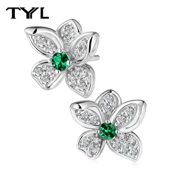 TYYL Vintage Flower Moissanite Earrings for Women 925 Sterling Silver Hypoallergenic Stud for Daily Wear Party Fine Jewelry Gift