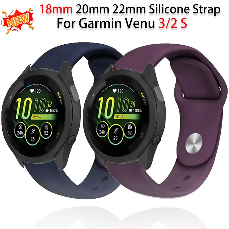 Pulseira de silicone de 18mm 20mm 22mm para Garmin Forerunner 965 265 255 55 645 245 165 265S substituir banda Garmin Venu 3/2 S Acessórios