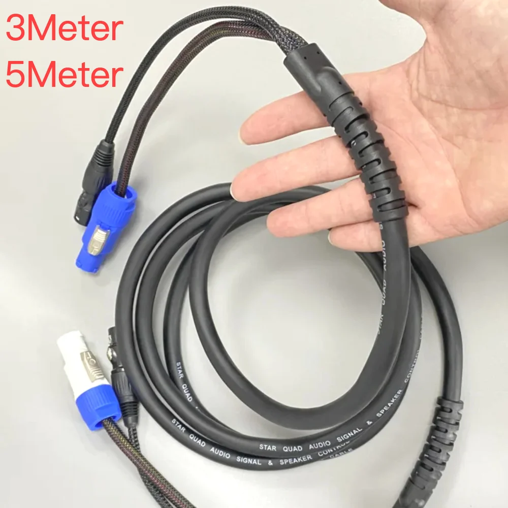 3M/5M DJ Stage Light AC Power Cord DMX512 Signal Combination Cables 3x2.5mm² Audio Speaker Control 3Pin XLR Plug Powercon In/Out