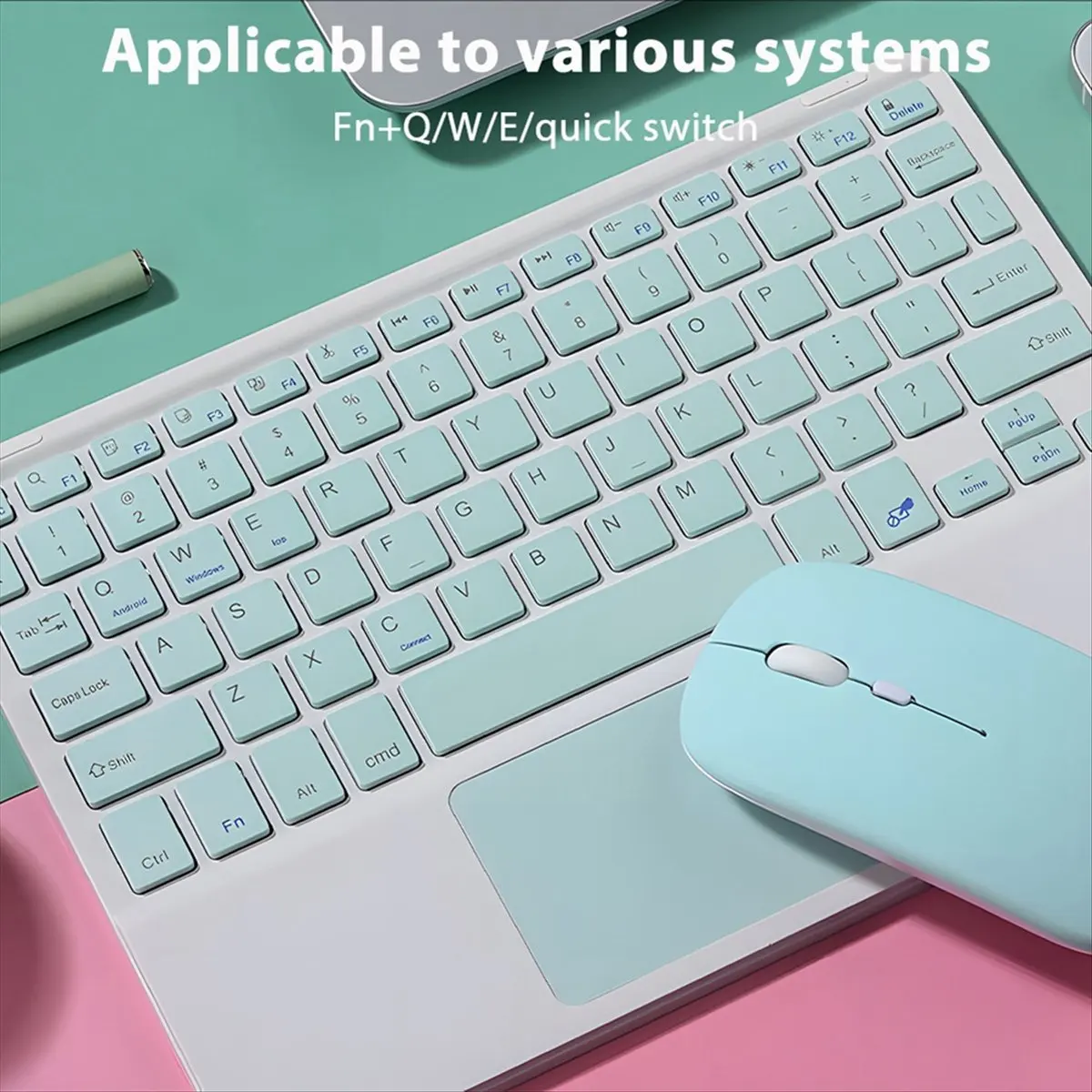 

*ABHW 10inches Touchpad Bluetooth Keyboard Compatible with Windows, IPadOS, Android, and IOS English Purple