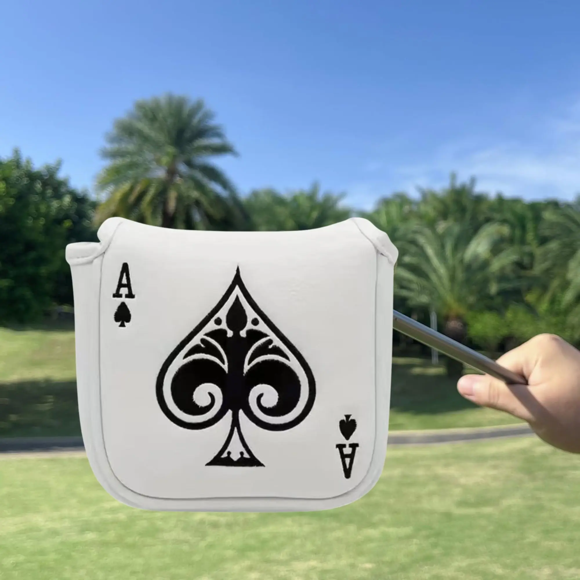 Golf Poker Ace White Mallet Putter Cover Funny Golf Mallet Putter Cover  ,Great Christmas Golf Accessories for Men Golfers Dad image 4
