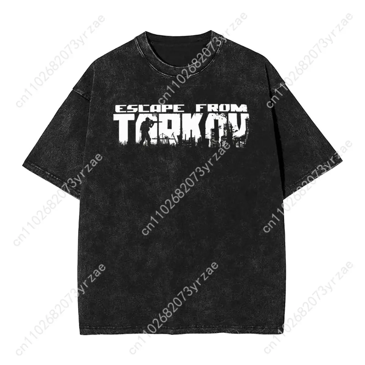 

Escape From Tarkov Retro Wash Tshirt Man Woman High Quality Vintage T Shirt Fashion Cotton Short Sleeves Soft Breathable Tops