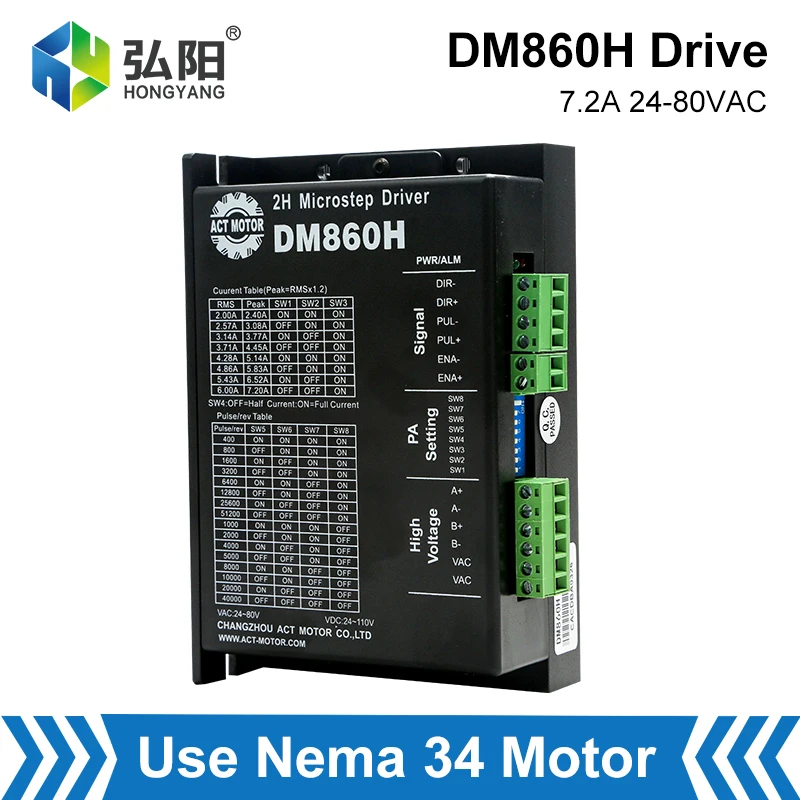 

DM860H 2-Phase Stepper Driver 24-80VAC 7.8A Digital Controller Motor Driver For 3D Printers 57/86 CNC Microstepper Drive Motor